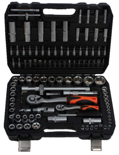 JUEGO LLAVE DE CARRACA BTP108 - CARRACAS 1/4" + 1/2" 108 PIEZAS