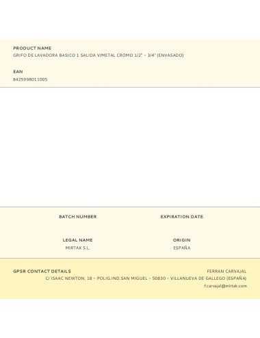 Grifo de lavadora basico 1 salida v/metal cromo 1/2" - 3/4" (envasado)