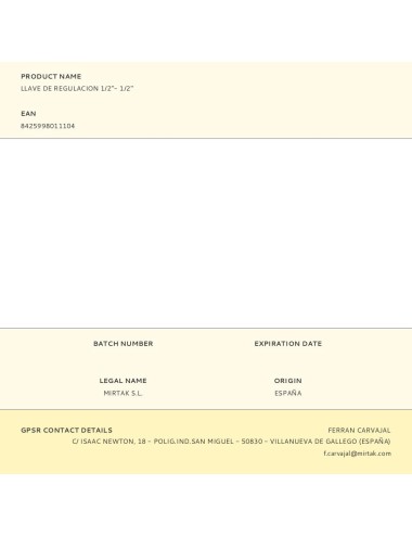 Llave de regulacion 1/2"- 1/2"