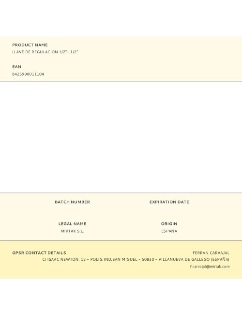 Llave de regulacion 1/2"- 1/2"