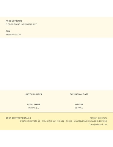 Floron plano inoxidable 1/2"