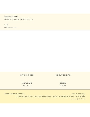 Flexo de ducha blanco/cromo 2 m