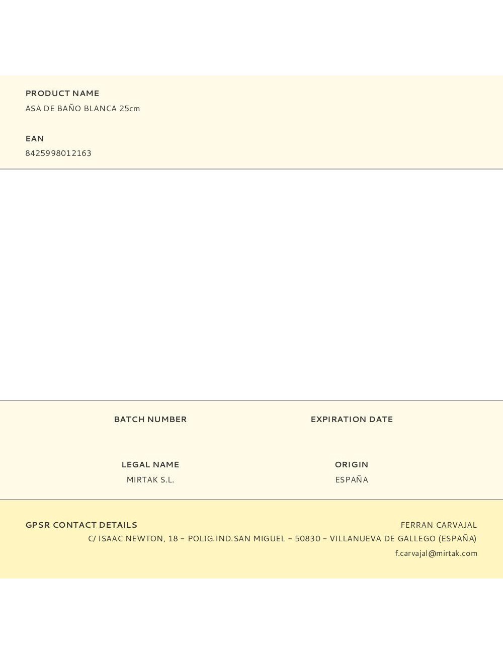 Asa de baño blanca 25cm