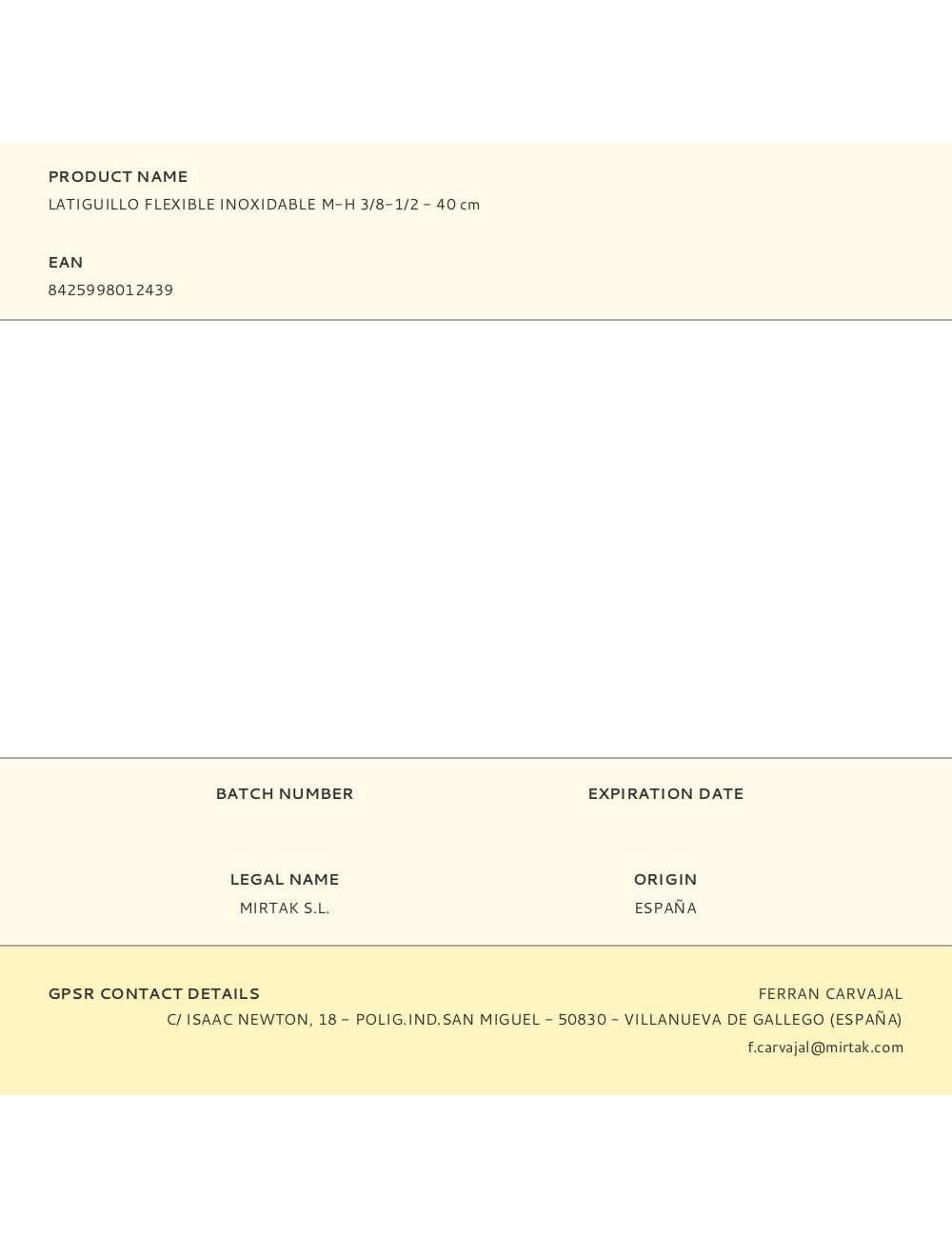 Latiguillo flexible inoxidable m-h 3/8-1/2 - 40 cm