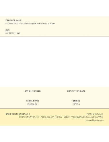 Latiguillo flexible inoxidable h-h 3/8-1/2 - 40 cm