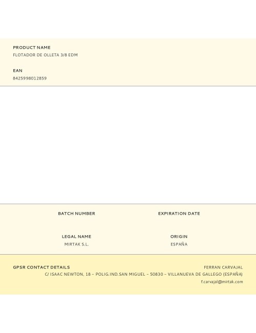 Flotador de olleta 3/8 edm