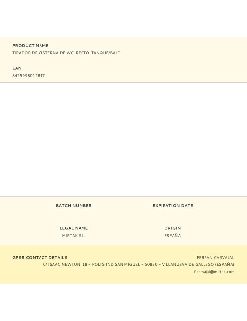 Tirador de cisterna de wc. recto. tanque/bajo