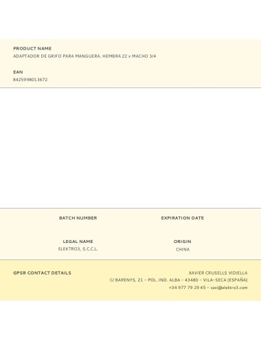 Adaptador de grifo para manguera. hembra 22 x macho 3/4