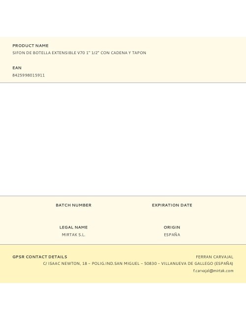 Sifon de botella extensible v70 1" 1/2" con cadena y tapon