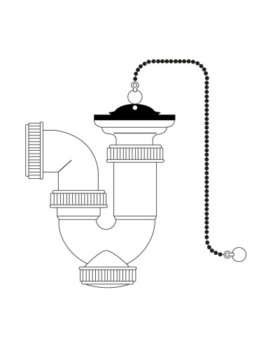 Sifon curvo extensible 1" 1/2" con cadena y tapon