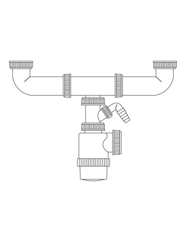 Sifon doble de botella extensible con toma de lavavajillas