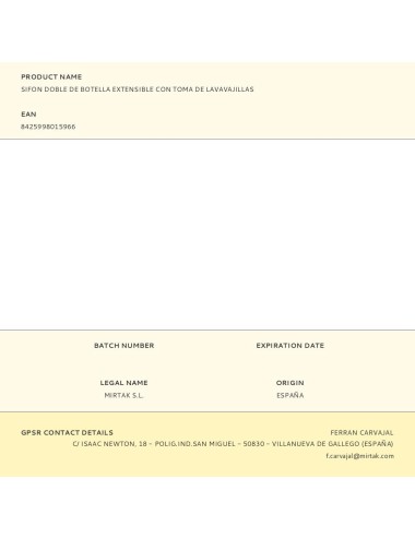 Sifon doble de botella extensible con toma de lavavajillas