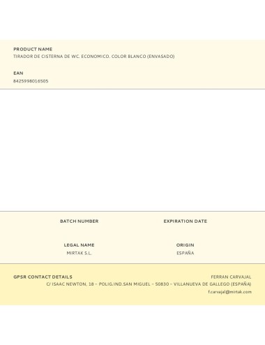 Tirador de cisterna de wc. economico. color blanco (envasado)