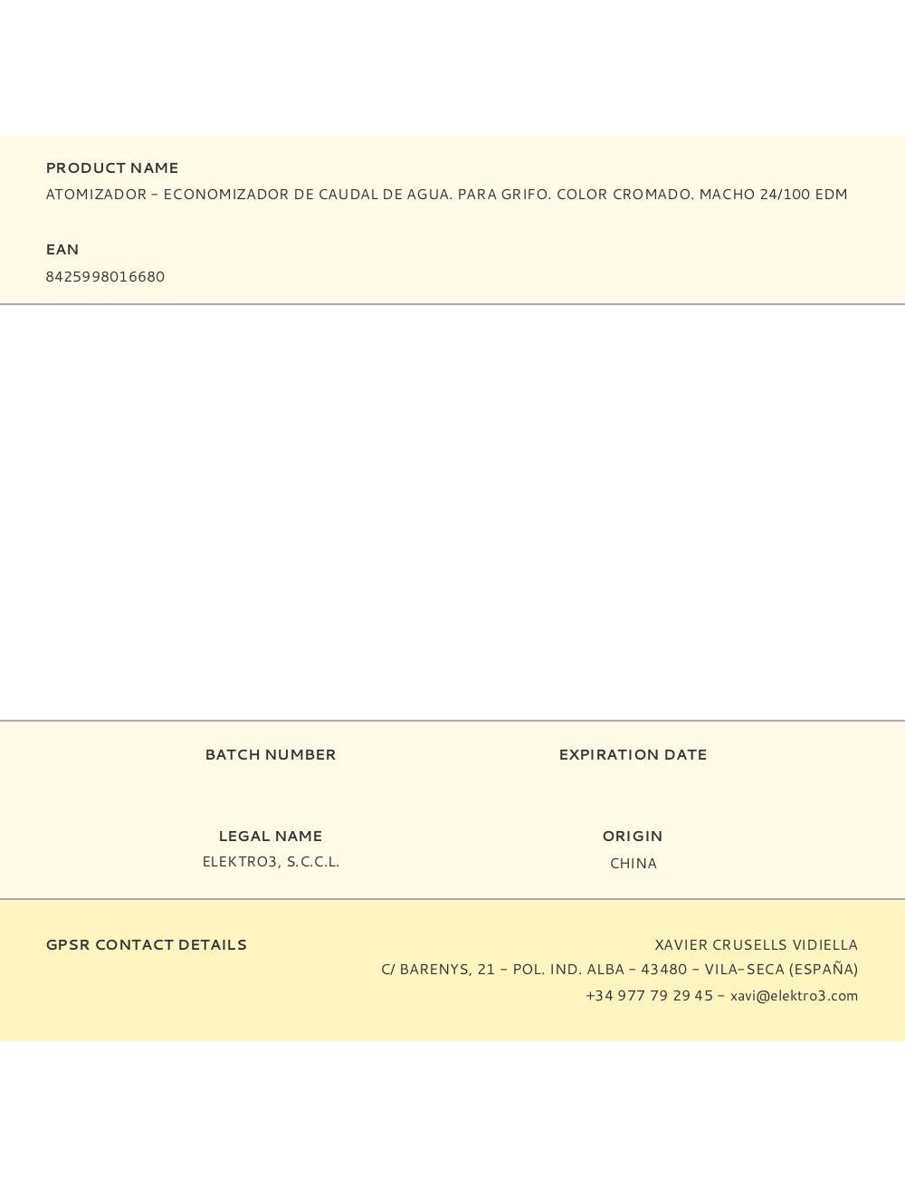 Atomizador - economizador de caudal de agua. para grifo. color cromado. macho 24/100