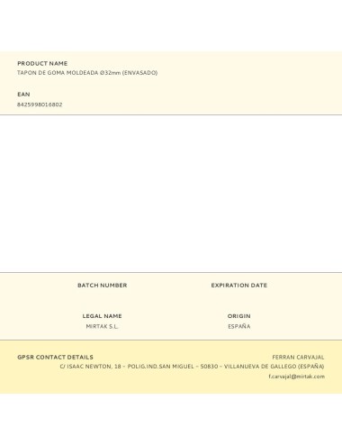 Tapon de goma moldeada ø32mm (envasado)