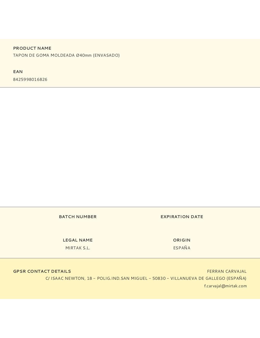 Tapon de goma moldeada ø40mm (envasado)