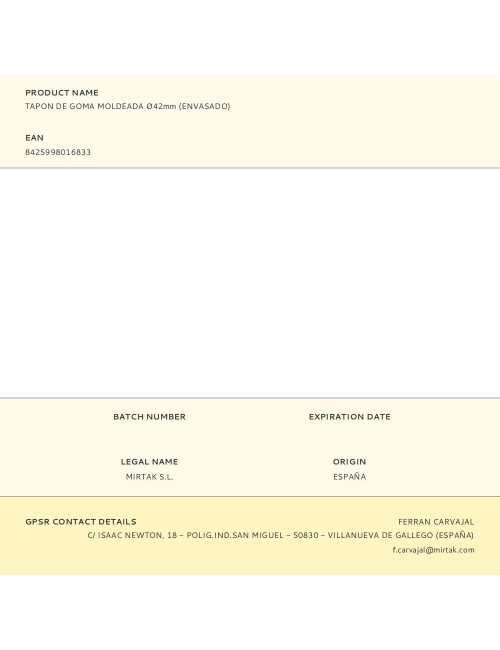 Tapon de goma moldeada ø42mm (envasado)