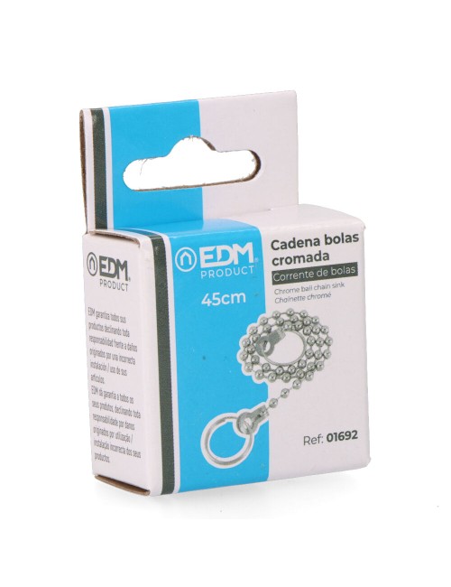Cadena de bolas cromada para lavabo 45cm