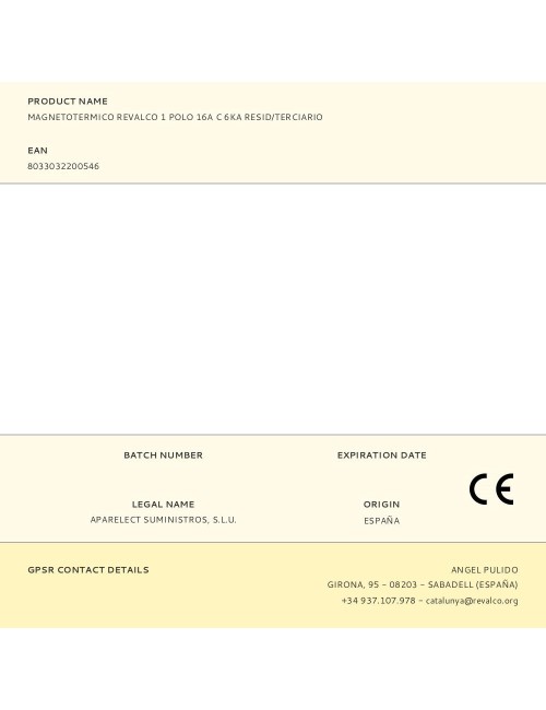 Magnetotermico revalco 1 polo 16a c 6ka resid/terciario