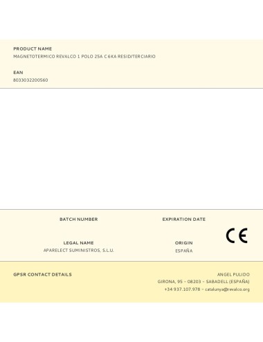 Magnetotermico revalco 1 polo 25a c 6ka resid/terciario