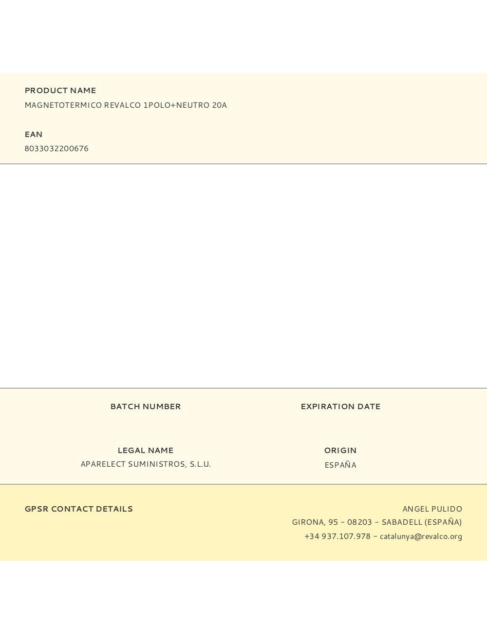 Magnetotermico revalco 1polo+neutro 20a