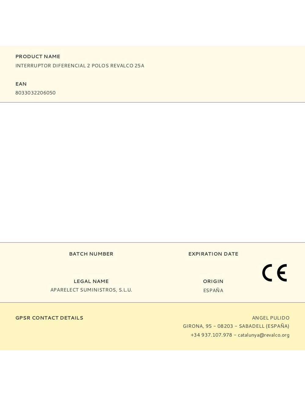 Interruptor diferencial 2 polos revalco 25a
