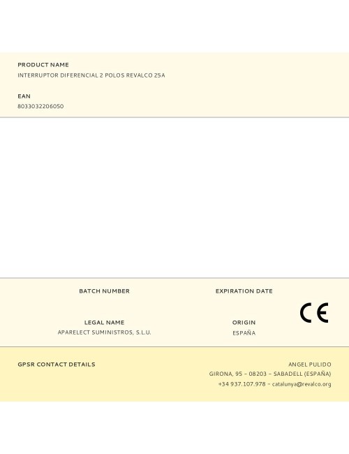 Interruptor diferencial 2 polos revalco 25a