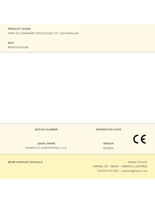 Toma de corriente tipo schuko t/tl 16a modular
