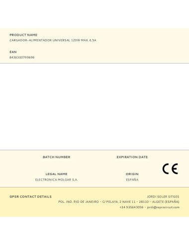 Cargador-alimentador universal 120w max. 6,5a