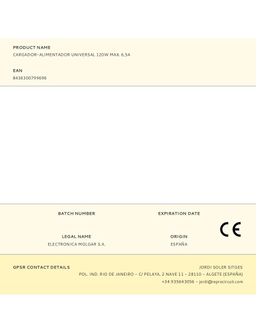Cargador-alimentador universal 120w max. 6,5a