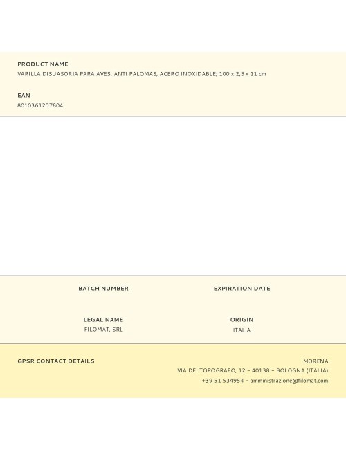 Varilla disuasoria para aves, anti palomas, acero inoxidable 100 x 2,5 x 11 cm