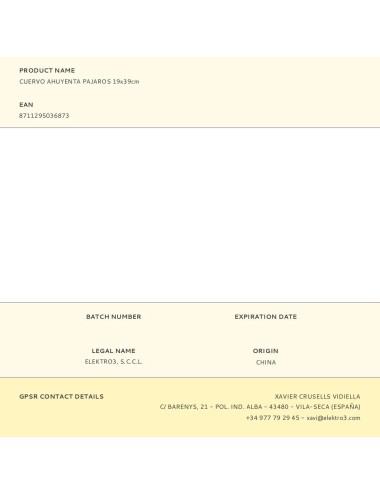 Cuervo ahuyenta pajaros 19x39cm