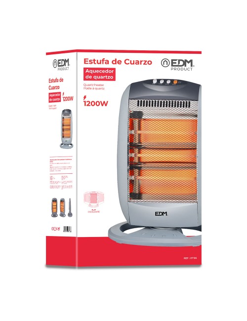 Estufa de cuarzo oscilante 400 / 800 / 1200 w anti-vuelco