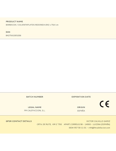 Barbacoa / calientaplatos redonda ø42 x 78,4 cm