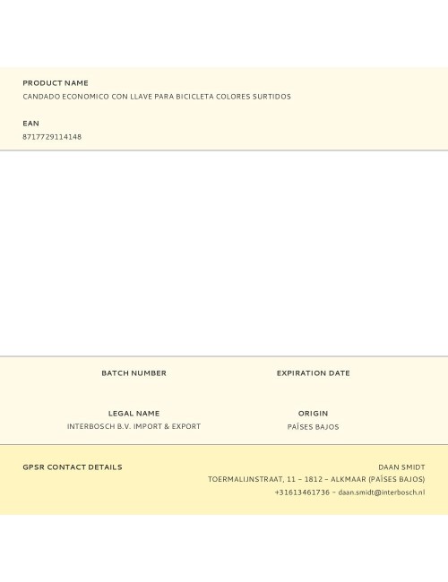 Candado economico con llave para bicicleta colores surtidos