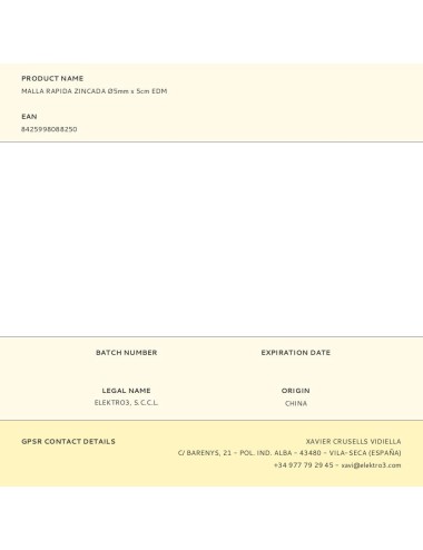 Malla rapida zincada ø5mm x 5cm edm