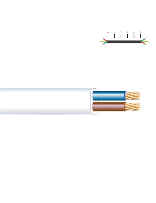 Manguera plana h05vvh2-f 2 x 1,00 mm blanca euro/m
