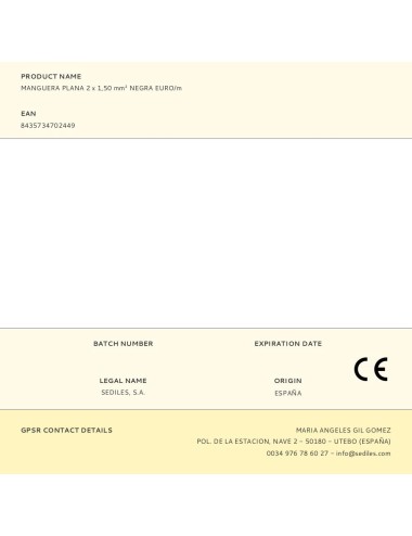Manguera plana 2 x 1,50 mm negra euro/m
