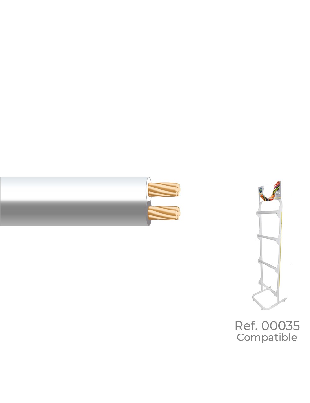 Paralelo blanco y gris 2x0,75mm "audio" euro/m (bobina pequeña ø180x60mm)