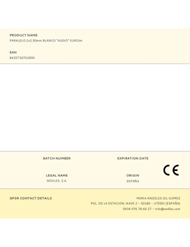 Paralelo 2x2,50mm blanco "audio" euro/m