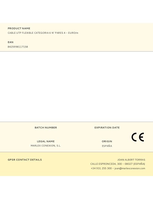 Cable utp flexible categoria 6 n° pares 4 - euro/m