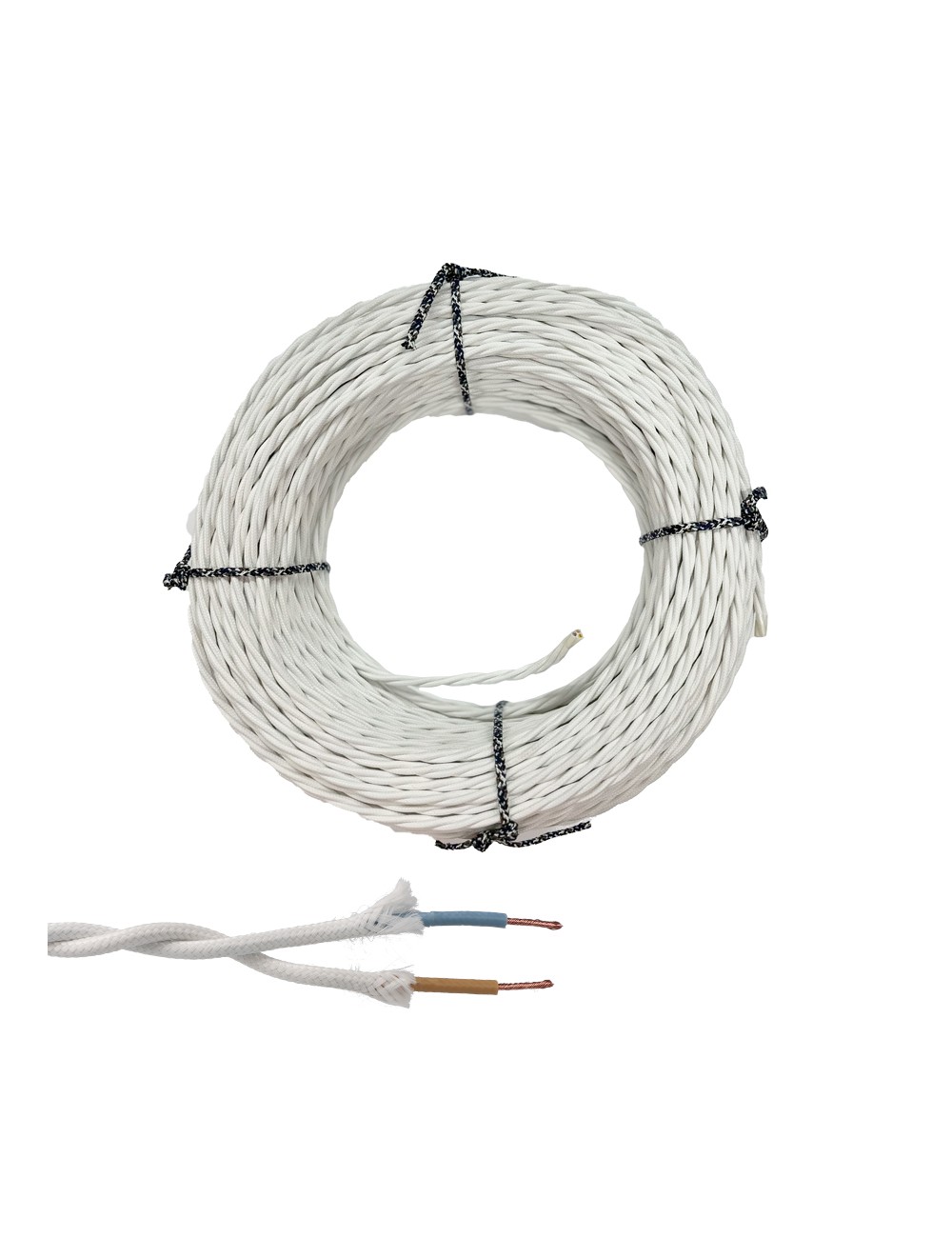 Cable paralelo textil trenzado h05v-k 2 x 1,00 mm blanco euro/m