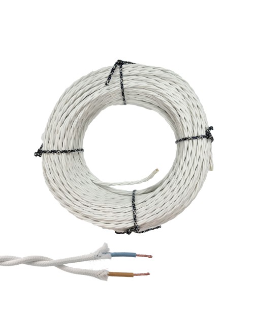 Cable paralelo textil trenzado h05v-k 2 x 1,00 mm blanco euro/m