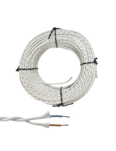 Cable paralelo textil trenzado h07v-k 2 x 2,50 mm blanco euro/m
