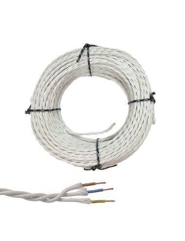 Cable paralelo textil trenzado h05vv-f 3 g 1,50 mm blanco euro/m