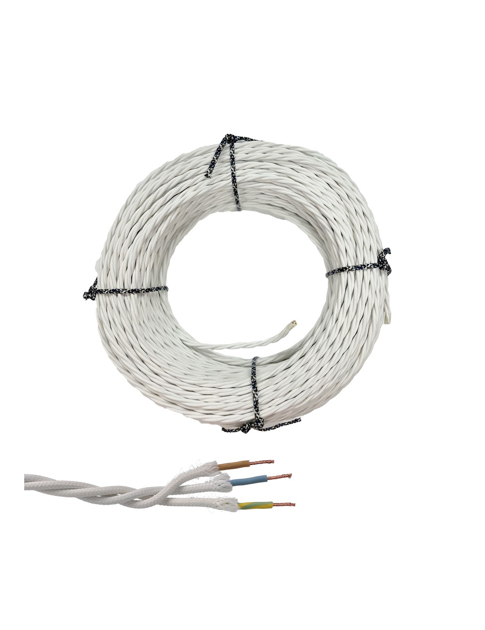 Cable paralelo textil trenzado h07v-k 3 g 2,50 mm blanco euro/m