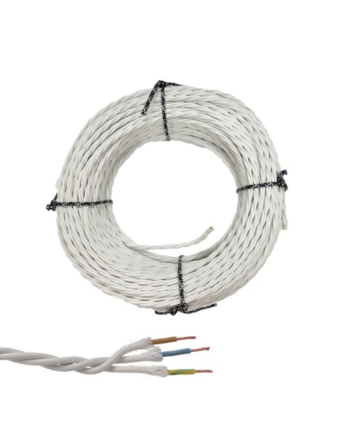 Cable paralelo textil trenzado h07v-k 3 g 2,50 mm blanco euro/m