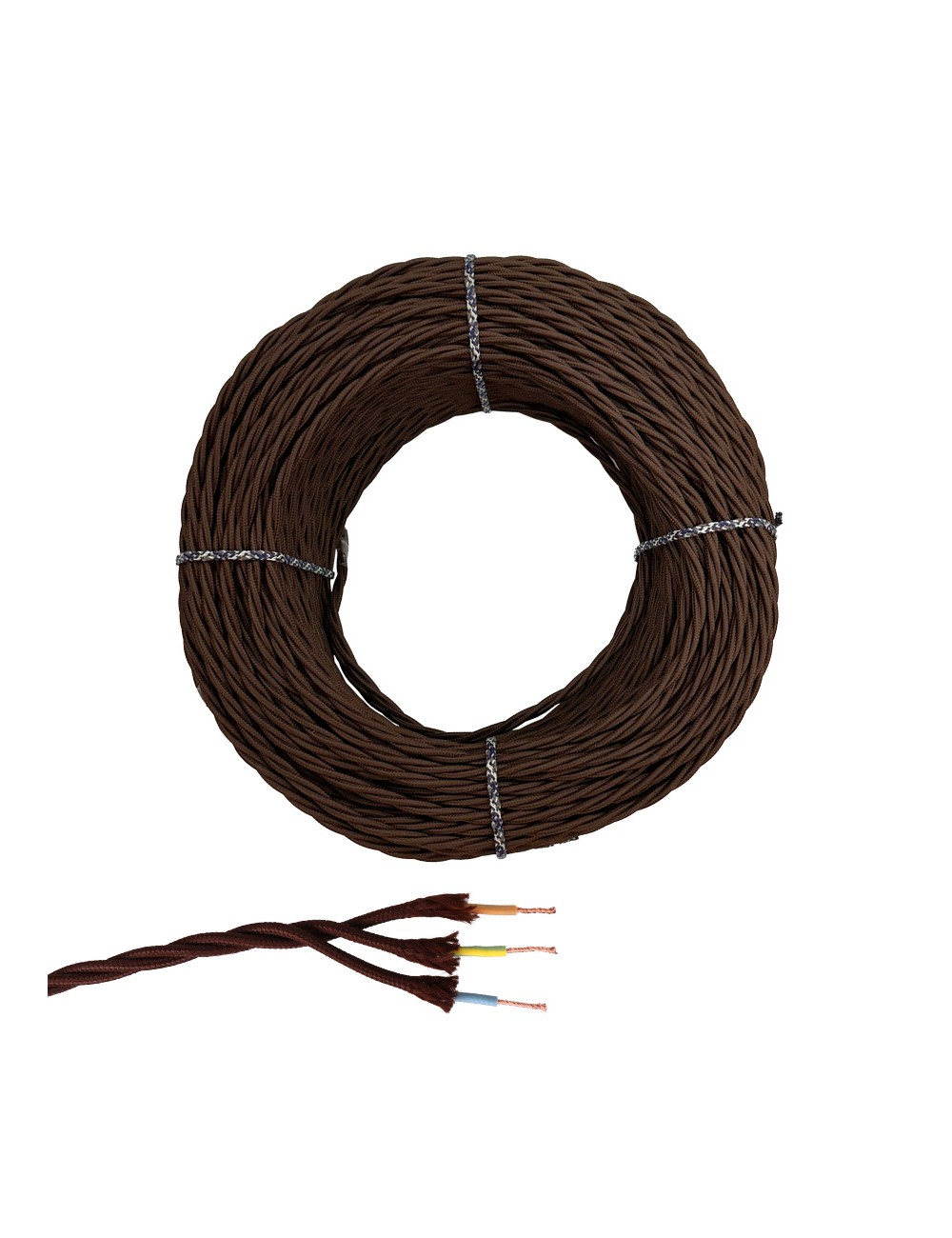 Cable paralelo textil trenzado h05vv-f 3 g 1,50 mm marrón euro/m