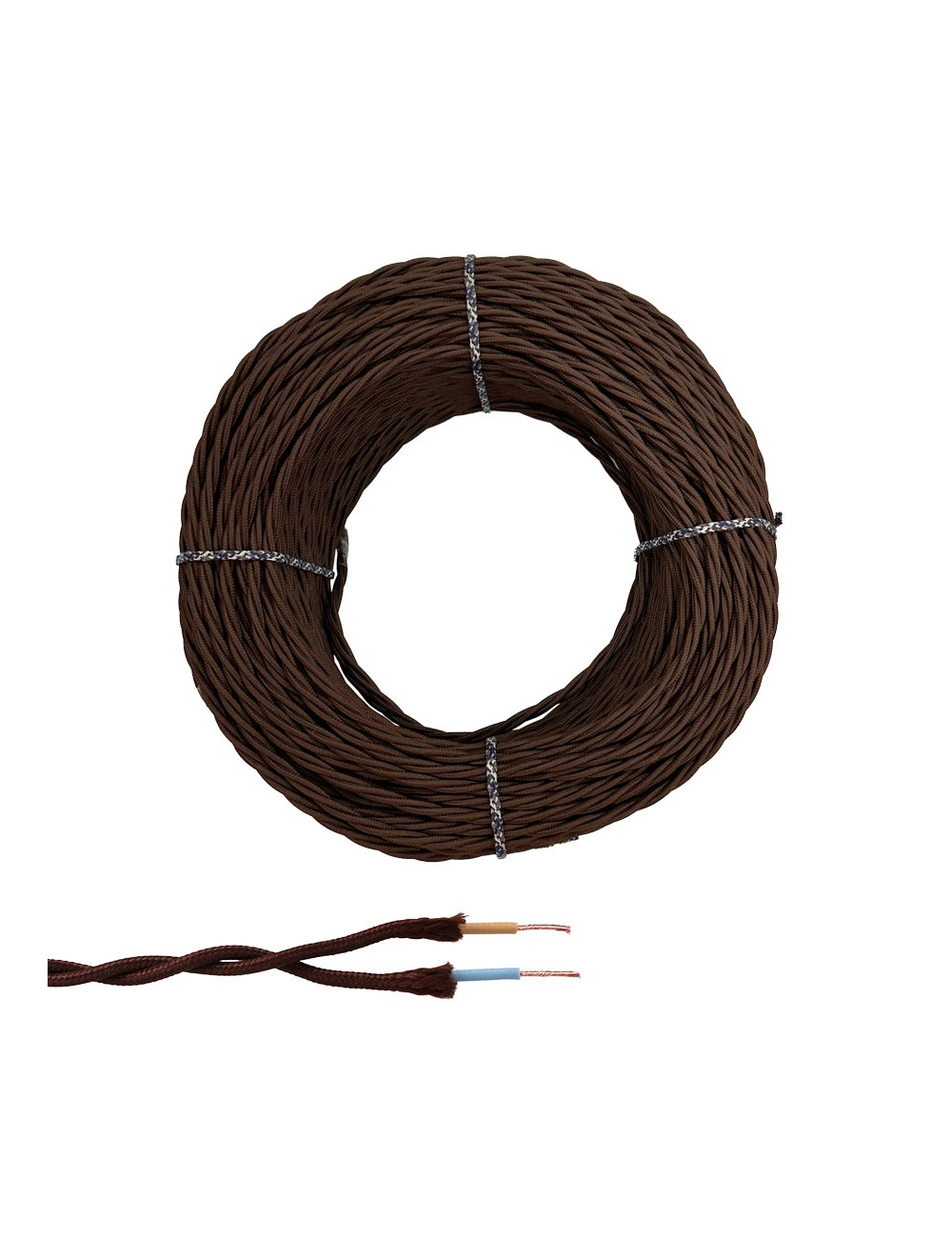 Cable paralelo textil trenzado h05vv-f 2 x 1,50 mm marrón euro/m
