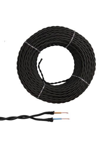 Cable paralelo textil trenzado h05vv-f 2 x 1,50 mm negro euro/m